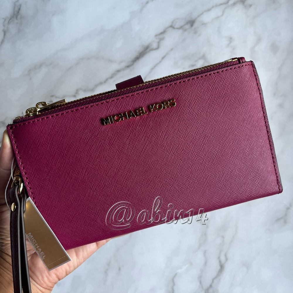 NWT Michael Kors Leather Double Zip Wallet